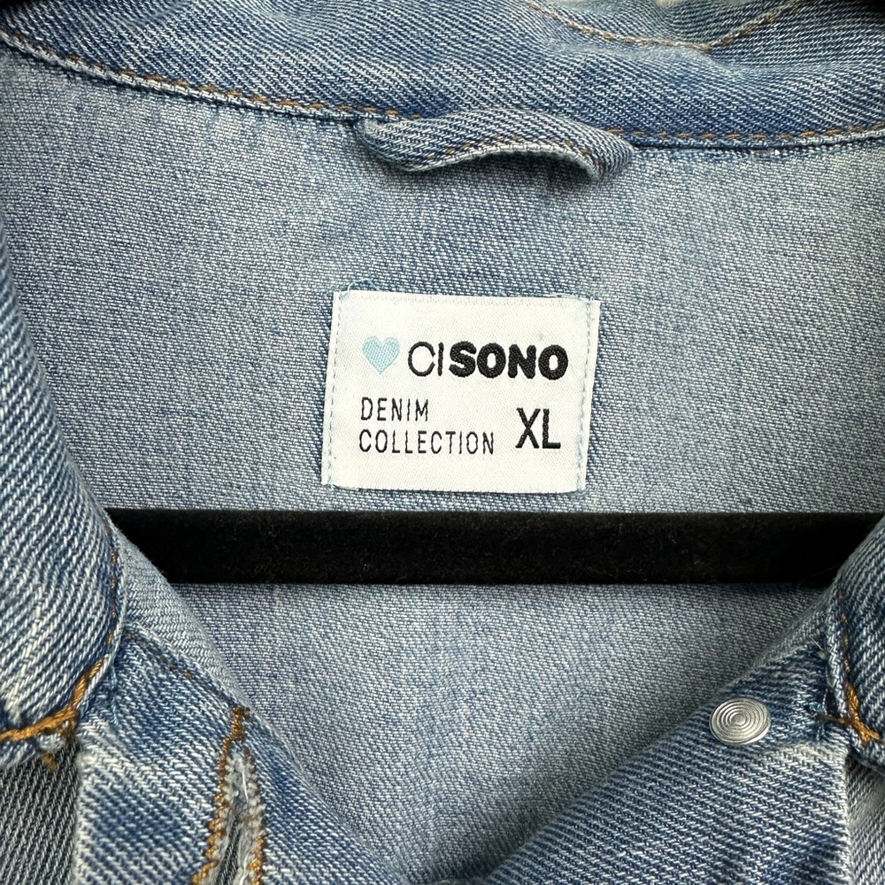 Ci Sono Distressed Light Wash Denim Jacket Women’s XL Casual Layering - Picture 5 of 7